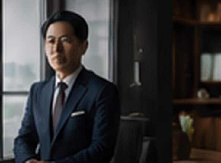 窓辺に立つ経営者のポートレート